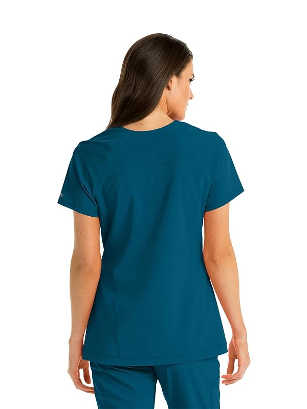 BARCO One Women's Two Pocket Zip V-Neck Perforated Raglan Scrub Top Bahama S by BARCO - Used condition - Image 2