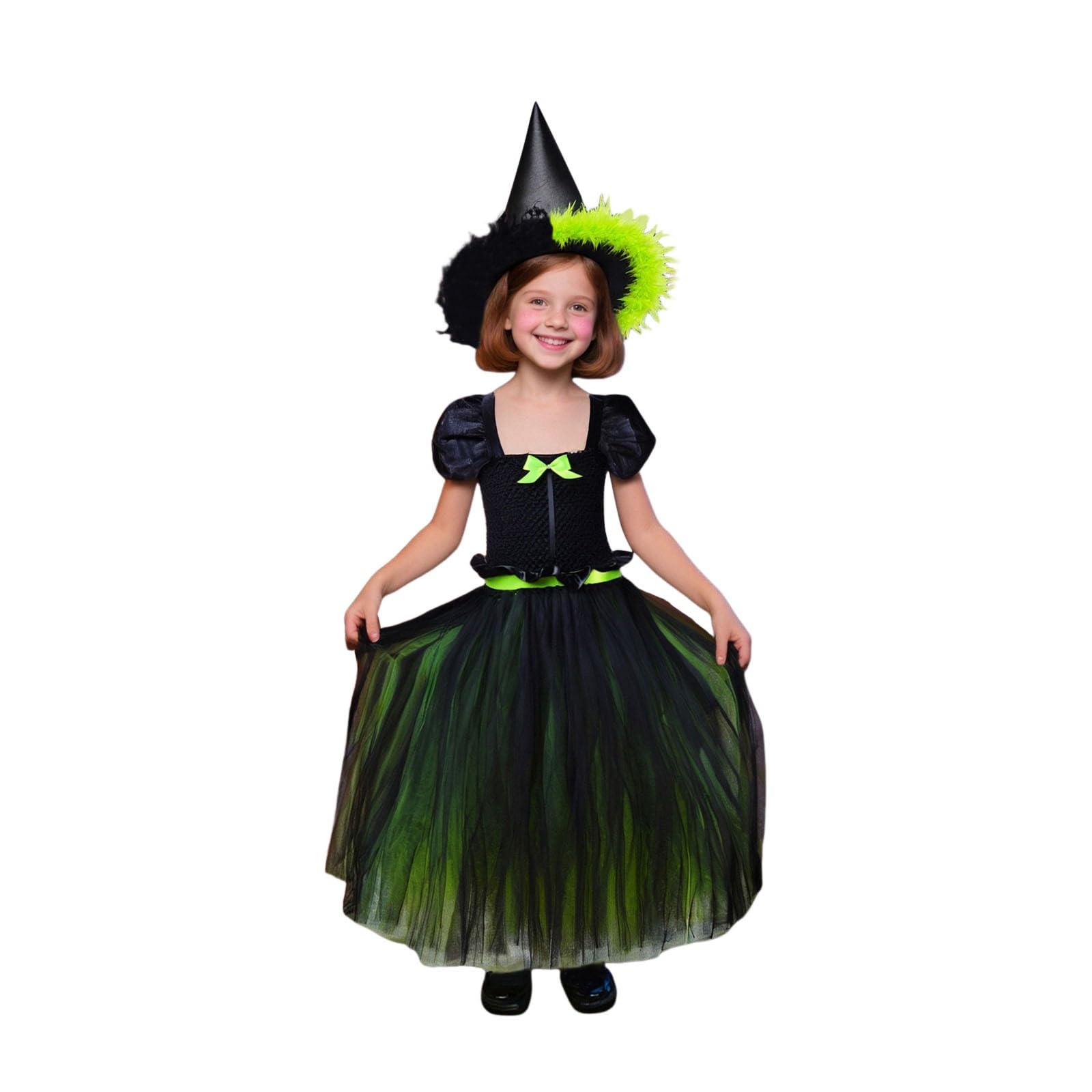 Deguisement Halloween Enfant Sorciere Costume Classique pour Fête À Thème Carnaval Robe Sorcière Jeu Fille 3-8Ans Bebe Ensemble Vêtements Déguisement Magique