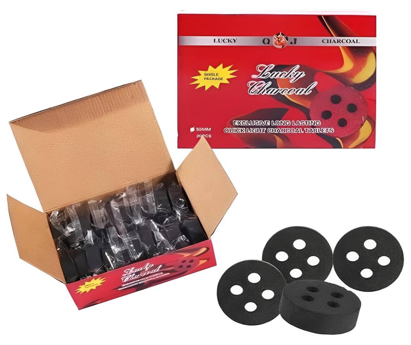 MOMENTQuick Light Charcoals Briquettes, Charcoal Disk Lights, 50 mm Nature Coal Disks, Instant Fire Coal Tablet, Charcoal Burner (20Pcs)