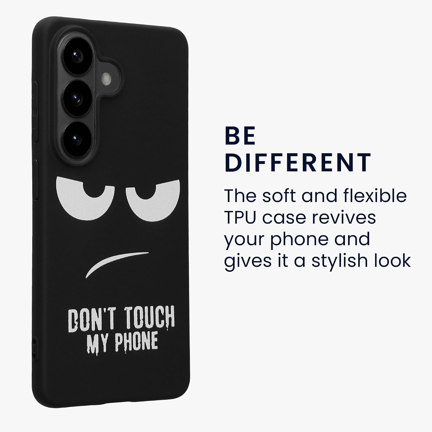 kwmobile TPU Silicone Case Compatible with Samsung Galaxy S26 - Case Soft Cover - Don't Touch My Phone White/Black image 3