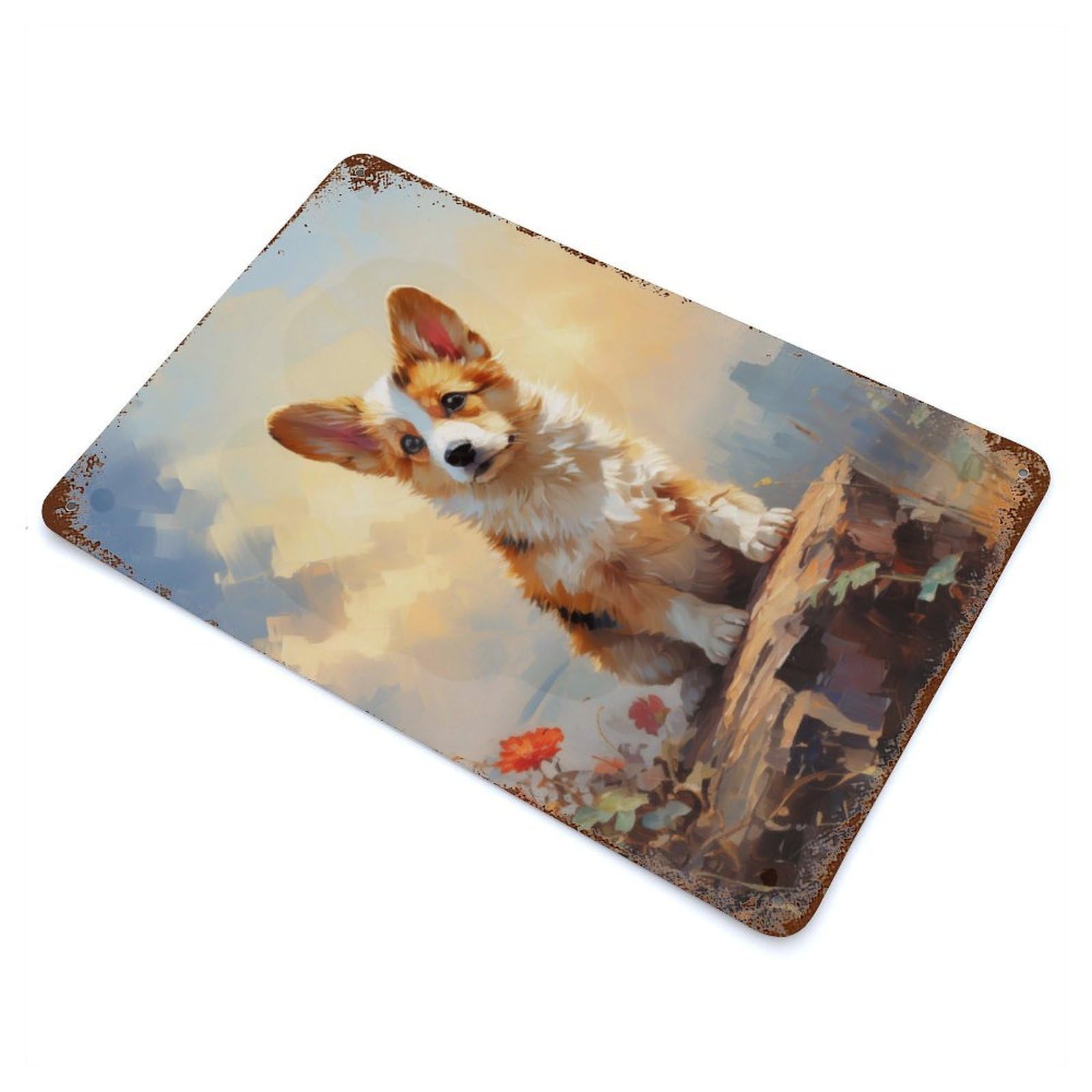 Garage Style Pembroke Welsh Corgi Vintage Metal Tin Sign 11.8"x7.9", Rustic Home Decor for Bar And Workshop