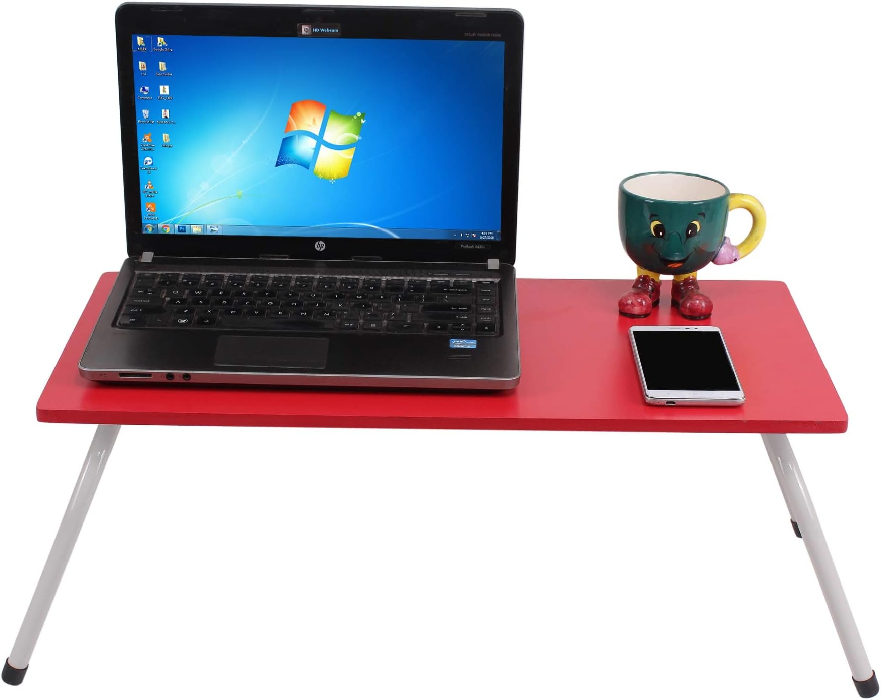 MAVERICK Multipurpose Portable Foldable (Made in India) Laptop with Fixed Top and Powder Coated Steel Legs with Enough Leg Space and Mouse Movement Area (Red, Steel/Red)