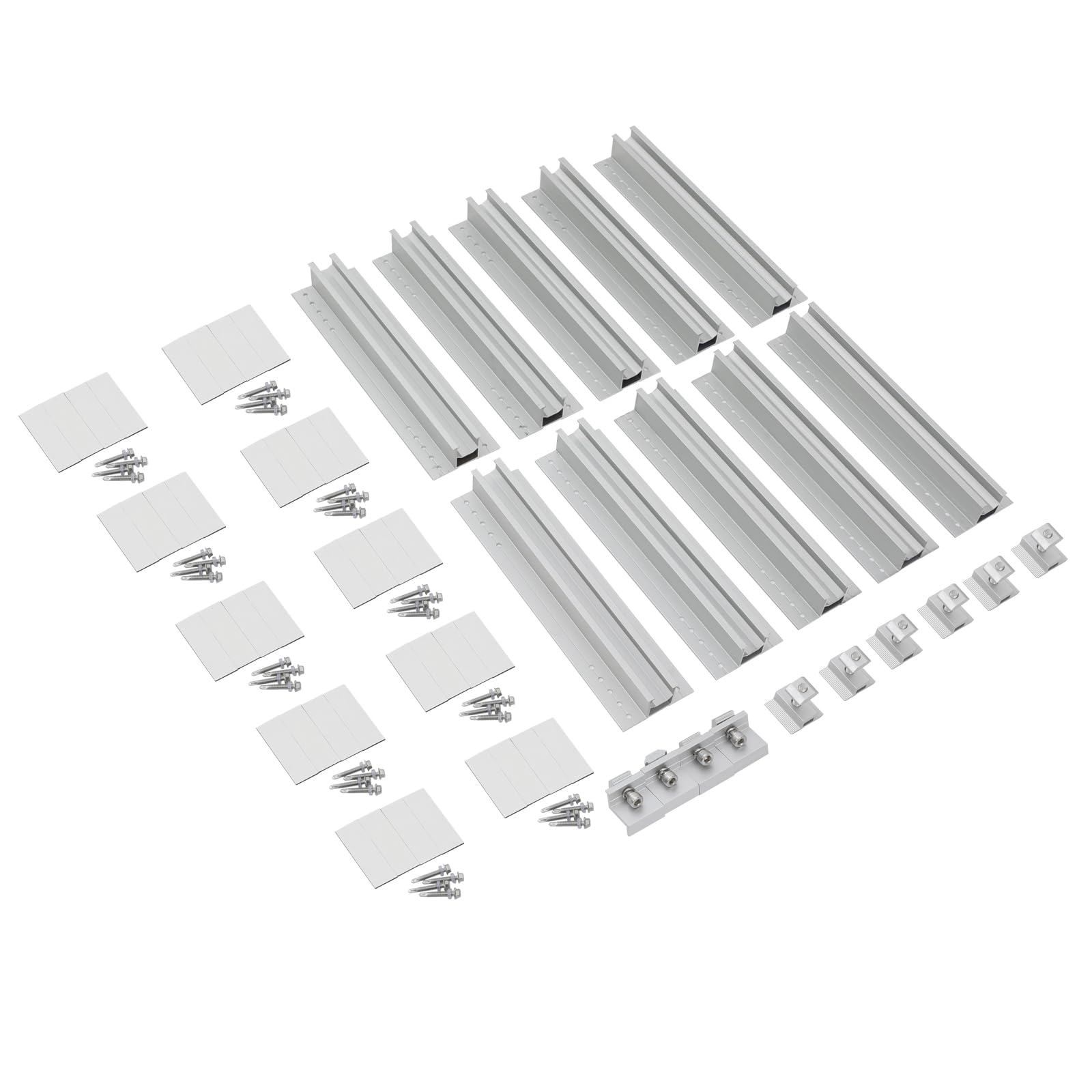 10 binari per pannello solare, set di supporti per pannello solare, supporto regolabile, pannello solare in alluminio, lamiera trapezoidale, tetto piatto PV, sistema di fissaggio fotovoltaico