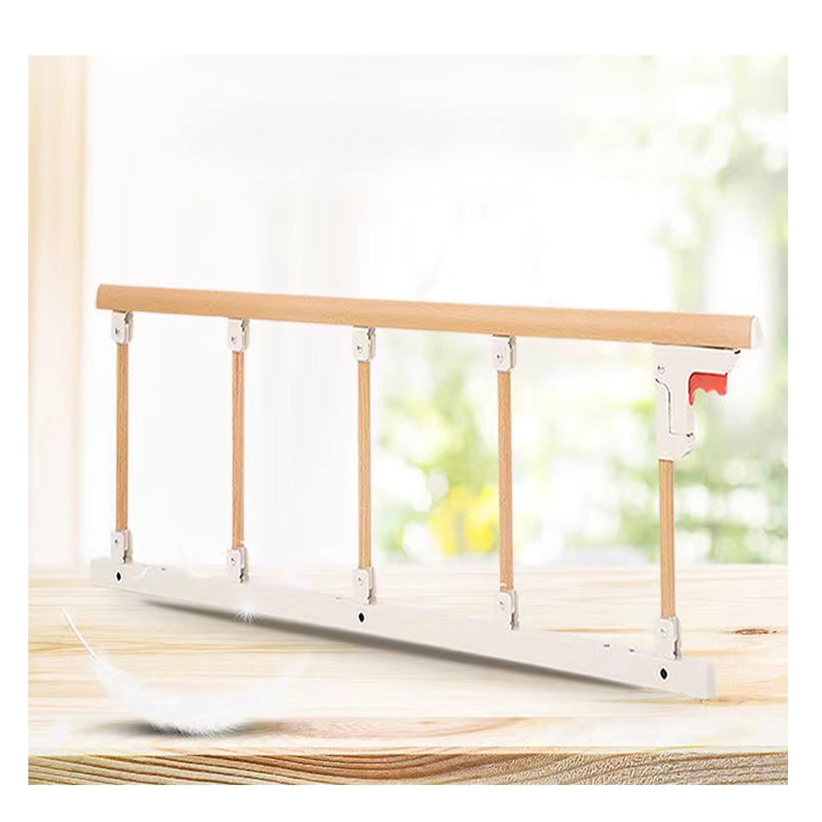 Barrière de sécurité pliable pour lit d'adulte avec poignée d'assistance