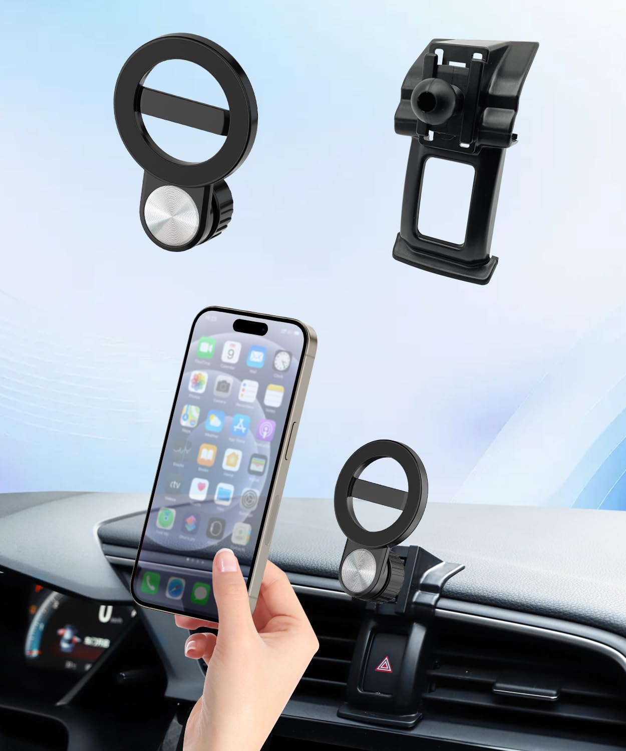 Supporto per telefono da auto per Honda Civic 2016-2021, supporto per telefono cellulare compatibile con MagSafe, rotazione a 360°, mani libere, non influisce sulla bocchetta dell'aria