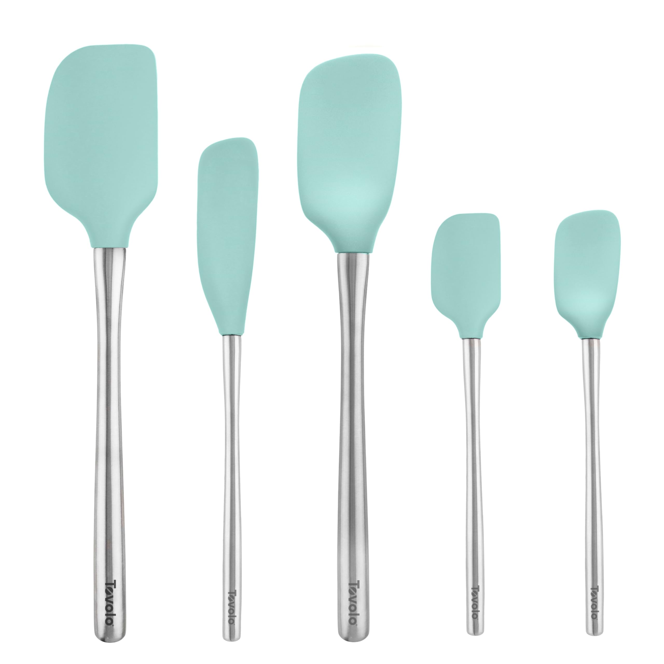 Spatules de cuisine en silicone Tovolo lot de 5 avec manche en acier vert lavables au lave-vaisselle