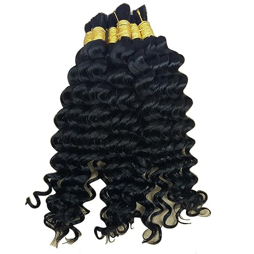 Miniatura 2 de Pelo ondulado profundo a granel para trenzar cabello humano sin trama, 3 paquetes de 5.29 oz brasileño (22 pulgadas, 22 pulgadas, 22 pulgadas, 22