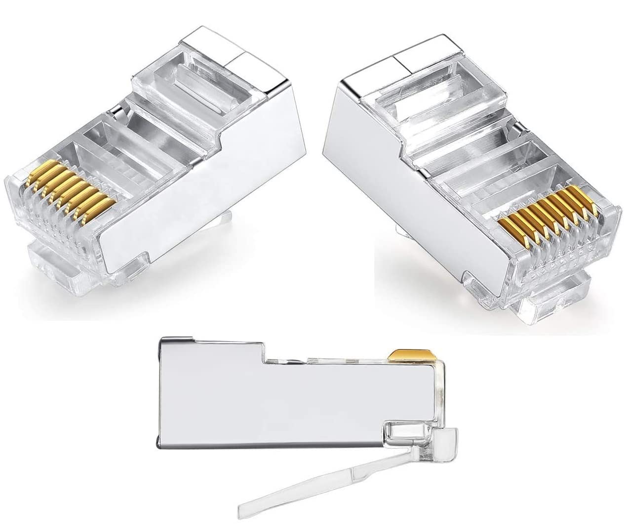 FEDUS 50 Pcs RJ45 STP Connector Cat5,Cat5E,Cat6,Shielded RJ45 Nickel Plated 8P8C Ethernet Modular LAN Crimp Module Plug FTP STP Network Crimping Plug Ethernet Network Cable Plug,Gold (B08WL8MD6J) Amazon Price History, Amazon Price Tracker