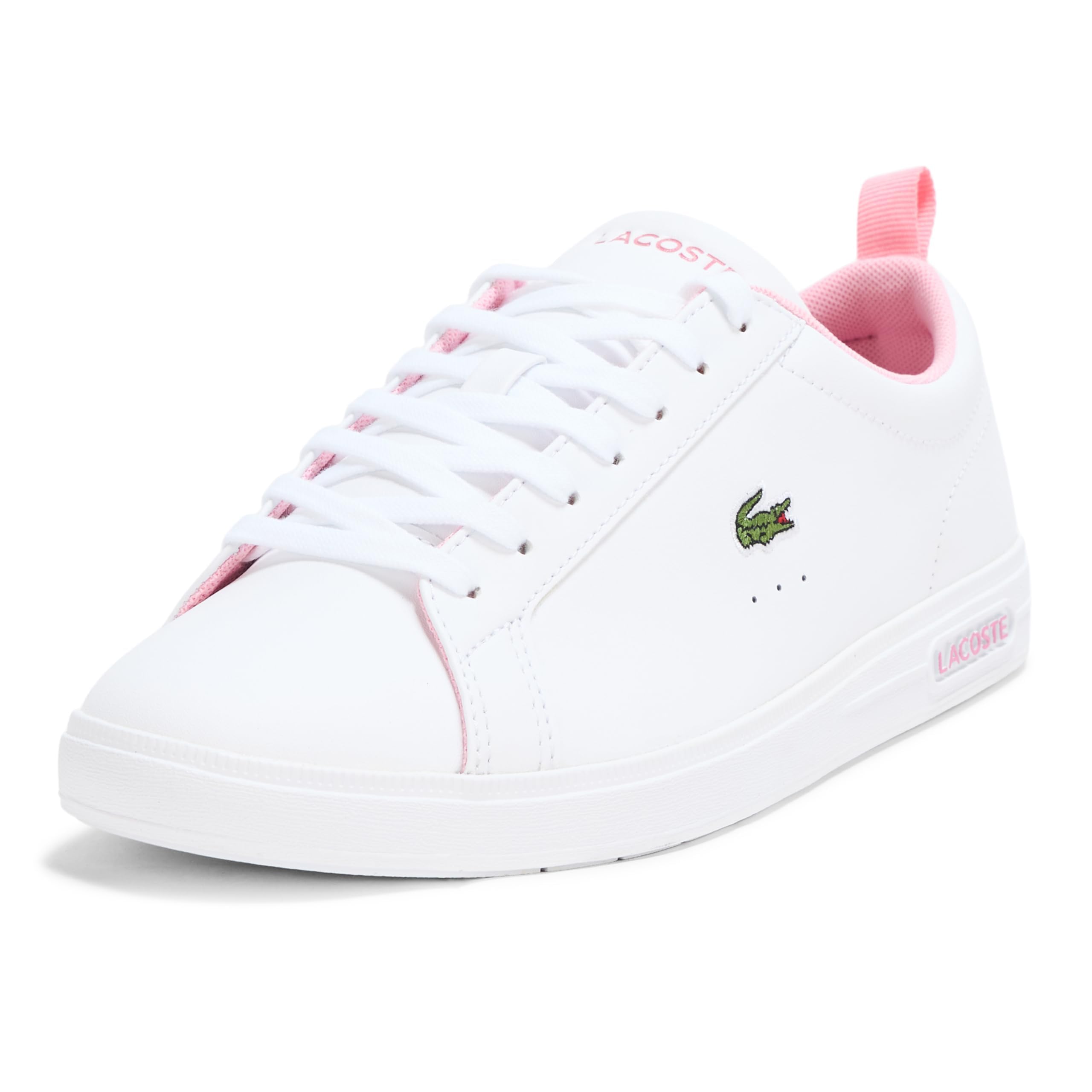 

                                                    Lacoste Women's Court Base Sneaker, White/Light Pi