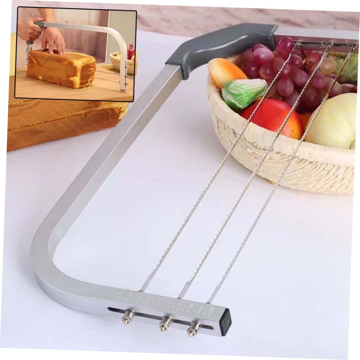 Cortador Pasteles 3 Cuchillas Ajustable 14 Pulgadas en Aleación Aluminio | Cortador de Bizcocho, Rebanador de Capas 3 Cuchillas, para Repostería Casera y Principiantes