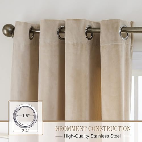 Miniatura 2 de Pleasant Boulevard - Cortinas de terciopelo para decoración interior de habitaciones y ventanas grandes, elegantes, estilo con ojales, 2 paneles de