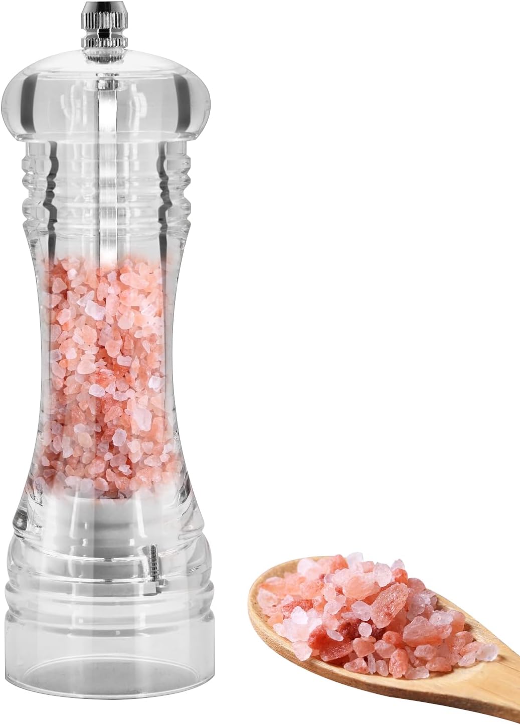 4.5in Clear Acrylic Pepper Grinder Mill, Salt and Pepper Shaker Salt Grinder Pepper Mill Shakers Refillable with Adjustable Coarseness Ceramic Rotor-Tall (4.5in)