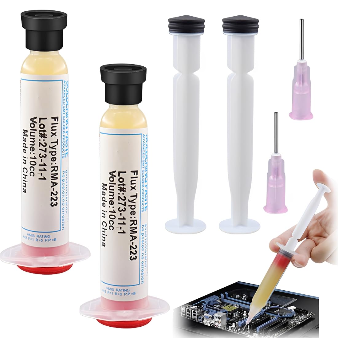 2 unidades Estaño para soldar electrónica sin plomo – Flux para soldar estaño –2 * 10g Pasta soldar estaño - fácil aplicación, 271º, Pasta de soldadura electrónica (H)