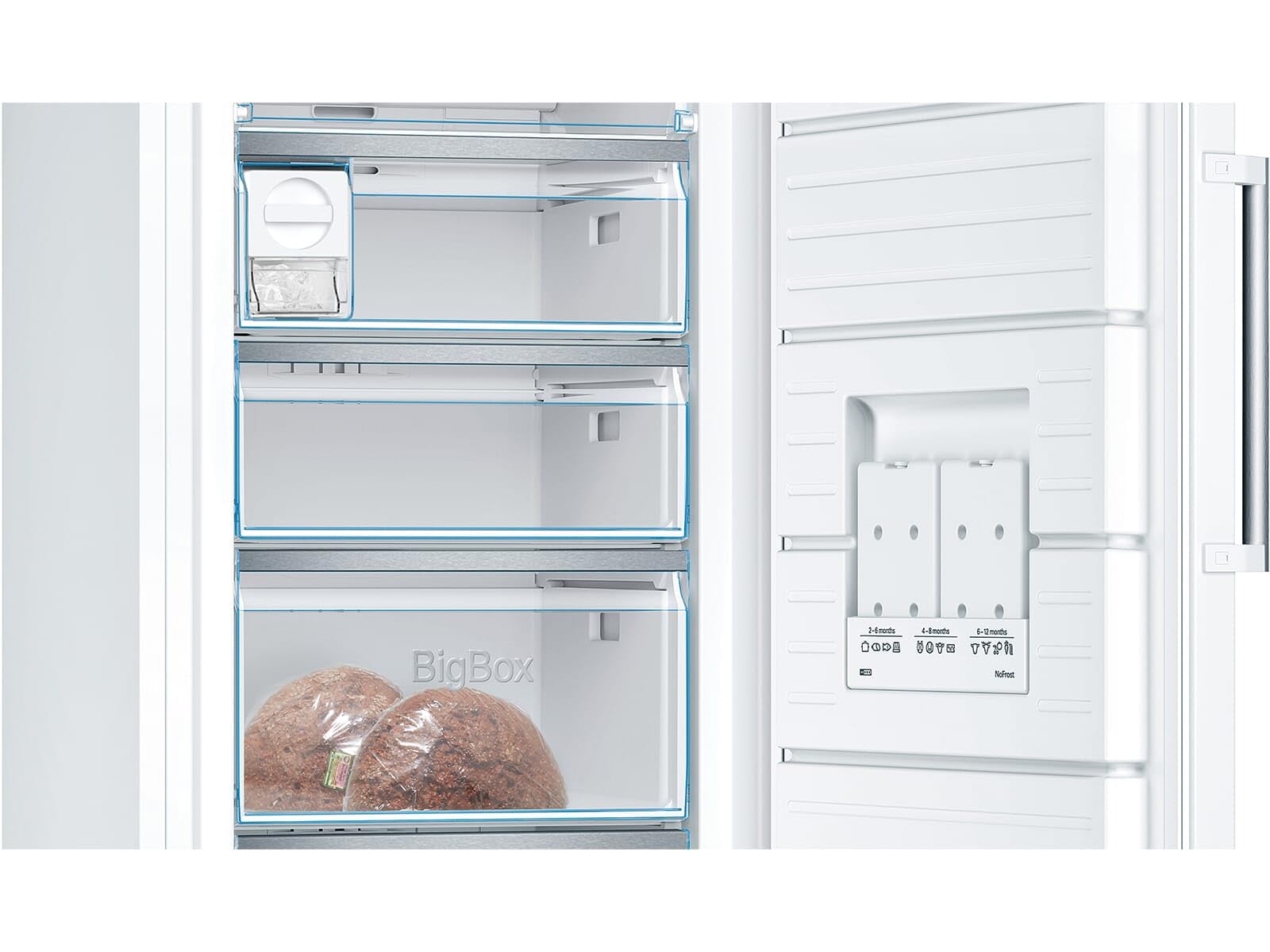 Bosch GSN51AWCV Serie 6 - Congelador independiente, 161 x 70 cm, 175 kWh por año, color blanco, 290 L, tamaño XXL, iluminación LED, VarioZone, NoFrost