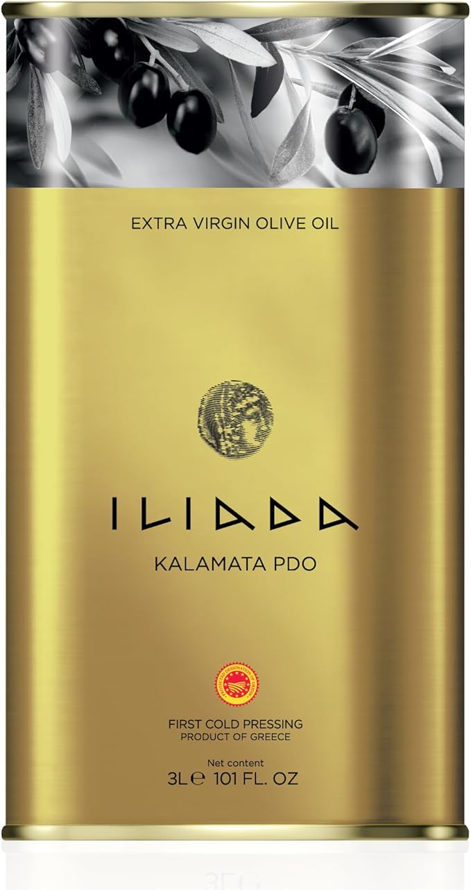 Iliada Kalamata PDO Extra Virgin Olive Oil, 3Lt | Multi-Awarded | Single Region 100% Greek | Monovarietal Koroneiki | Cold Press | Polyphenol Rich | Chef's Favorite