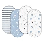 Gllquen Baby Bassinet Sheets 4 Pack, Breathable Cozy Fitted Mattress Sheet, Elastic Travel Crib Fashionable Pattern, Standard Cradle Safe Sheets for Baby Boys Girls 32x16(Astronaut)
