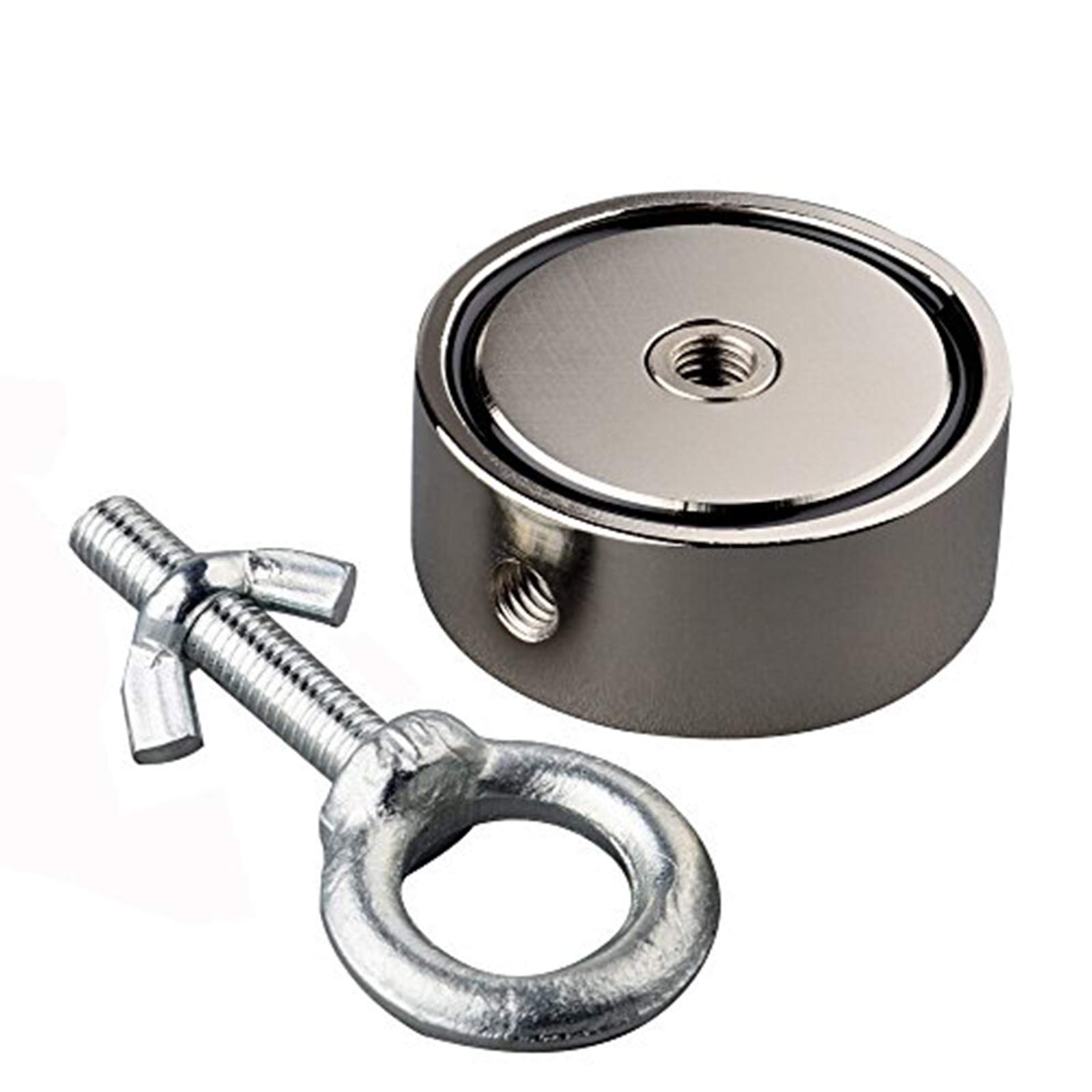 Mutuactor - Magnete da pesca a doppio lato, 400 kg, al neodimio da pesca, con occhiello rotondo e magnete per terre rare, perfetto per il sollevamento e il salvataggio del magnete...