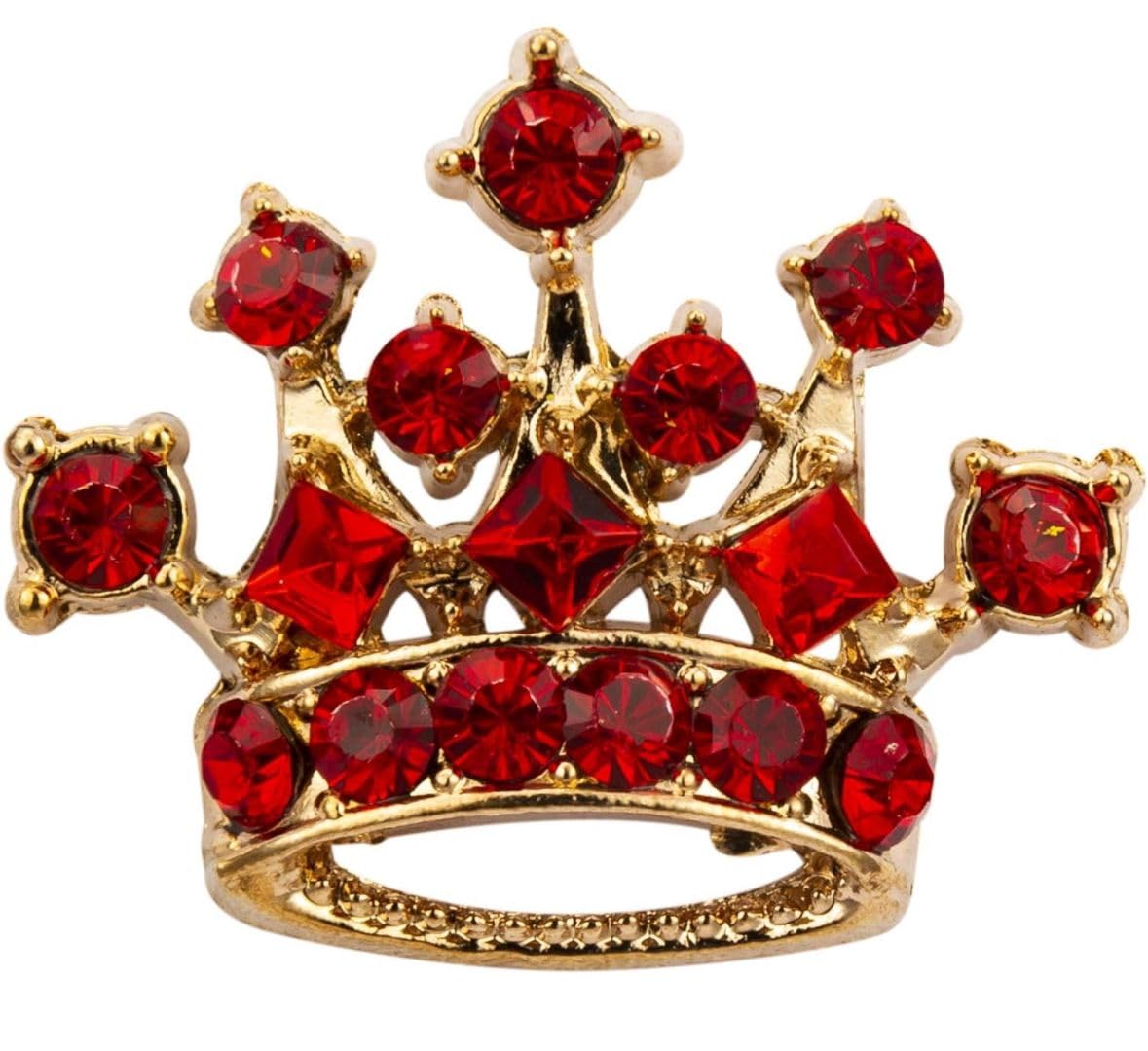 Voxon Golden Crown with Red Stone Detailing Lapel Pin Brooch Shirt Stud for Men Crystal Brooch Suit Stud Lapel Pin Vintage Rhinestone Wedding Brooch Pin-picture-12