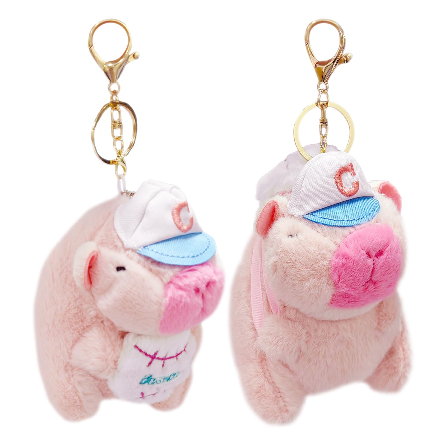 QIHUAN 2 Pieces Of Pink Plush Capybara Pendant, Cute Cartoon Plush Dolls, Interesting Animal Dolls, Bag Hanging Ornaments, Personalized Keychain.