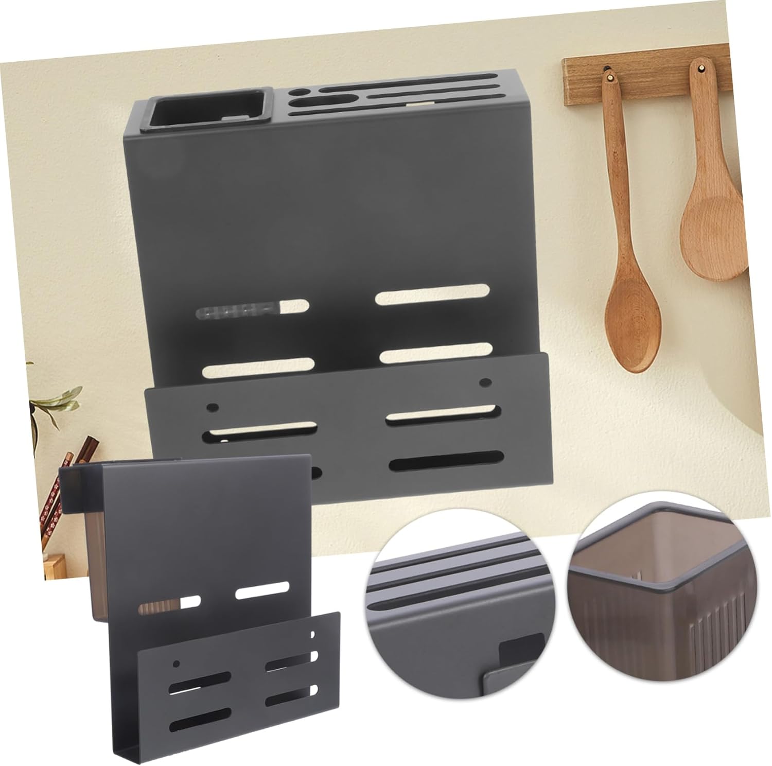 Cutting Board Holder Wall Mount Kitchen Utensil Rack Silverware Chopstick and Spoon Holder Modern Kitchen Decor