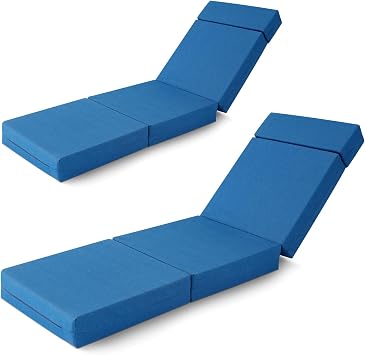 2 Pcs Chaise Lounge Cushions Outdoor, 72x21x5 Inch High-Density Patio Chair Cushions, Waterproof, Fade-Resistant & Removable Washable Cover, Poolside Sun Lounger Cushion for Outdoor Furniture