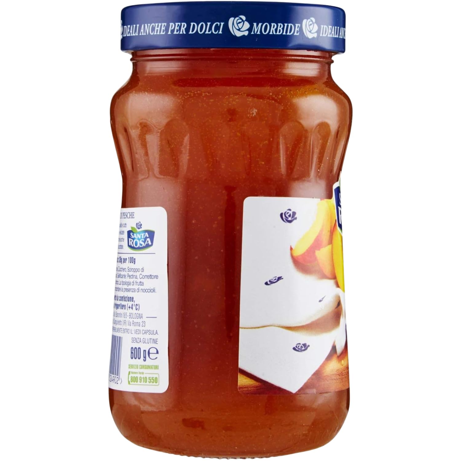 Confettura di Pesche 600 g – Marmellata Ideale per Colazione, Crostate e Dolci dal Gusto Dolce e Fruttato – Variazioni 4/8/12 Pezzi (12 PEZZI)