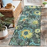 Beeiva Floral Rug Runners for Hallways, 2x5 Green Kitchen Runner Rug Washable, Modern Plant Non-Shed