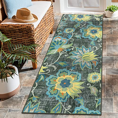 Beeiva Floral Rug Runners For Hallways, 2X5 Green Kitchen Runner Rug Washable, Modern Plant Non-Shedding Bathroom Front Door Rug Non-Slip Hallway Runner Rug For Entryway Bedroom Kitchen #TOP28