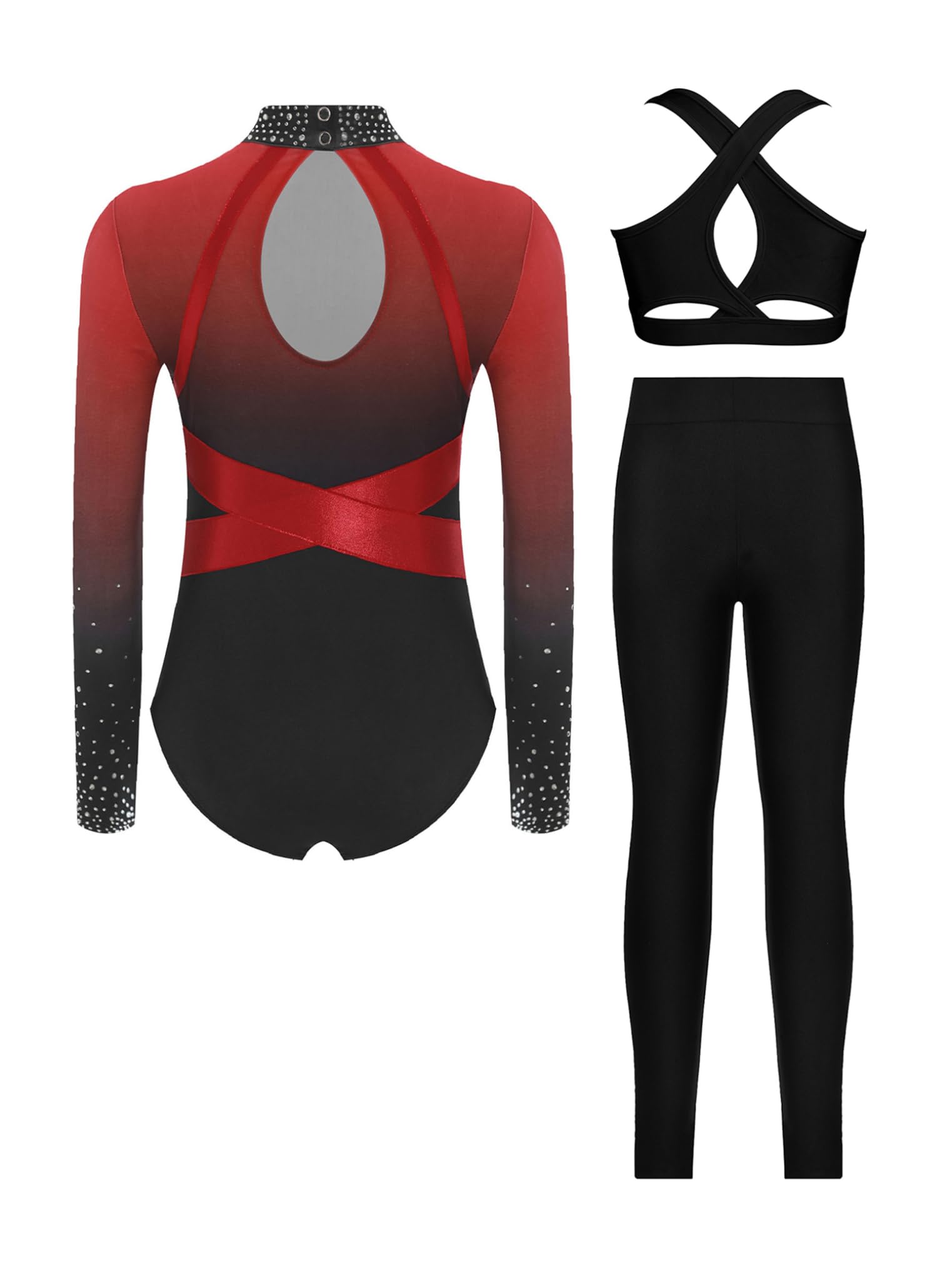 Freebily Maillot Brillante De Gimnasia Rítmica para Niñas Leotardos Manga Larga con Pantalones Mono De Patinaje Artístico Body Baile Ejercicio