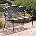 Sunnydaze 39-Inch Outdoor Bench for Patio or Park - Metal Garden Bench for Outdoors - Front Porch or Backyard Seat for Two - Black