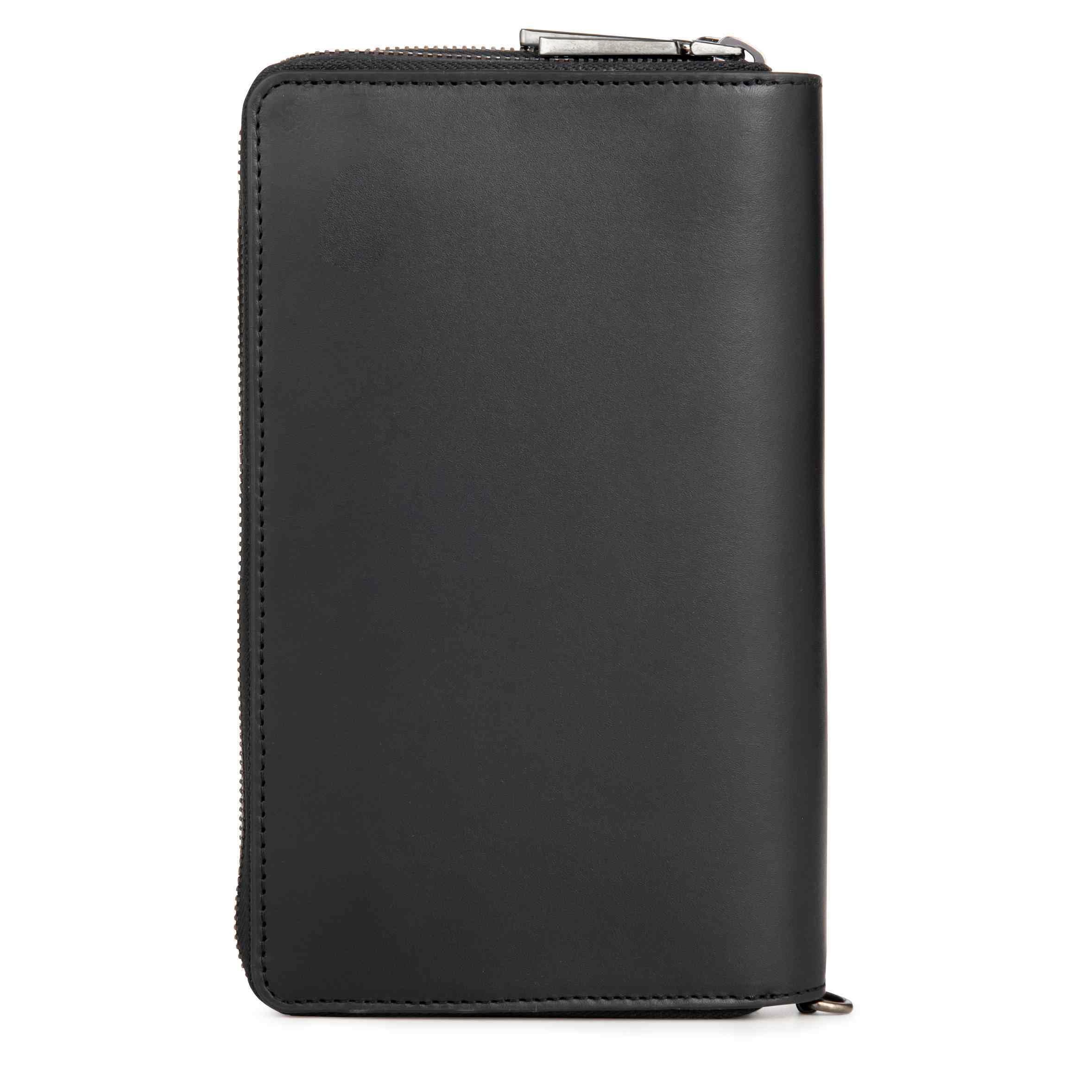 Berliner Bags Dallas Cartera XL Organizador de Viaje de Cuero Hombre RFID | Negro Billetera De Piel Auténtica 26 Tarjetas Monedero Con Cremallera Correa Muñeca Bucle Bolígrafo Protección Nfc Elegante