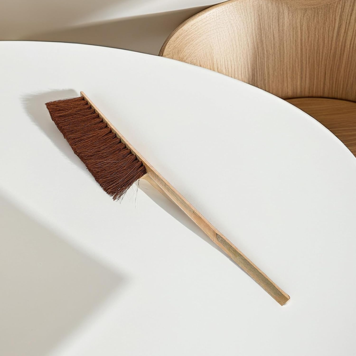 Luxshiny Horse Hair Brush for Grooming and Shedding, 6-row Brown Bristle Body Brush 22cm Handle, Suitable for Horse Bathing and Livestock Cleaning