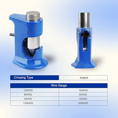 Miniatura 3 de Herramienta de prensado de martillo para cables y terminales de 12AWG a 2/0AWG, herramienta de prensado de martillo de cable de orejeta resistente