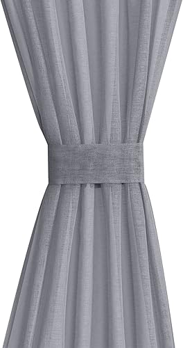 Miniatura 6 de Aquazolax - Cortinas de puerta francesas a rayas blancas transparentes para puertas de cristal de patio, ventanas