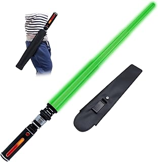 Light Up Saber for Kids, Green Light Swords with FX Sound, Expandable Light Swords Set for Galaxy War Fighter Warriors Halloween Dress Up Parties (with Belt Clip)