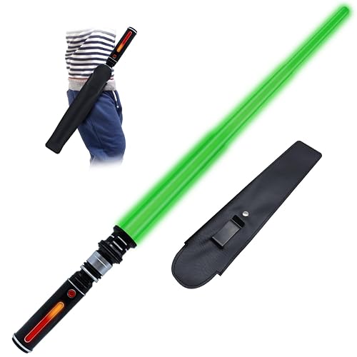 ANNDOFY Light Up Saber for Kids, Green Light Swords with FX Sound, Expandable Light Swords Set for Galaxy War Fighter Warriors Halloween Dress Up Parties (with Belt Clip)