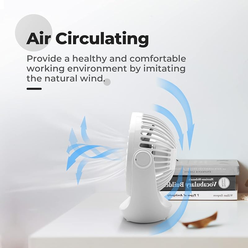 OCOOPA USB Asztali Ventilátor, Halk Asztali Ventilátor 3 Fokozat, 360° Forgatható Asztali Ventilátor