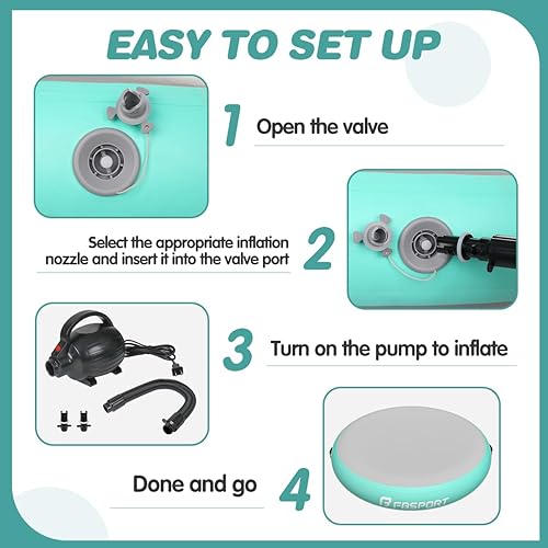 Miniatura 6 de FBSPORT Colchoneta inflable de entrenamiento de gimnasia de aire de 2.33.34.6 pies con bomba, 48 pulgadas de grosor para el hogar, entrenamiento,