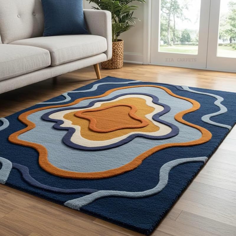 Image of zia carpets Hand Tufted Woollen Modern Collection Bedroom & Living Room Carpet Size 6 x 9 feet