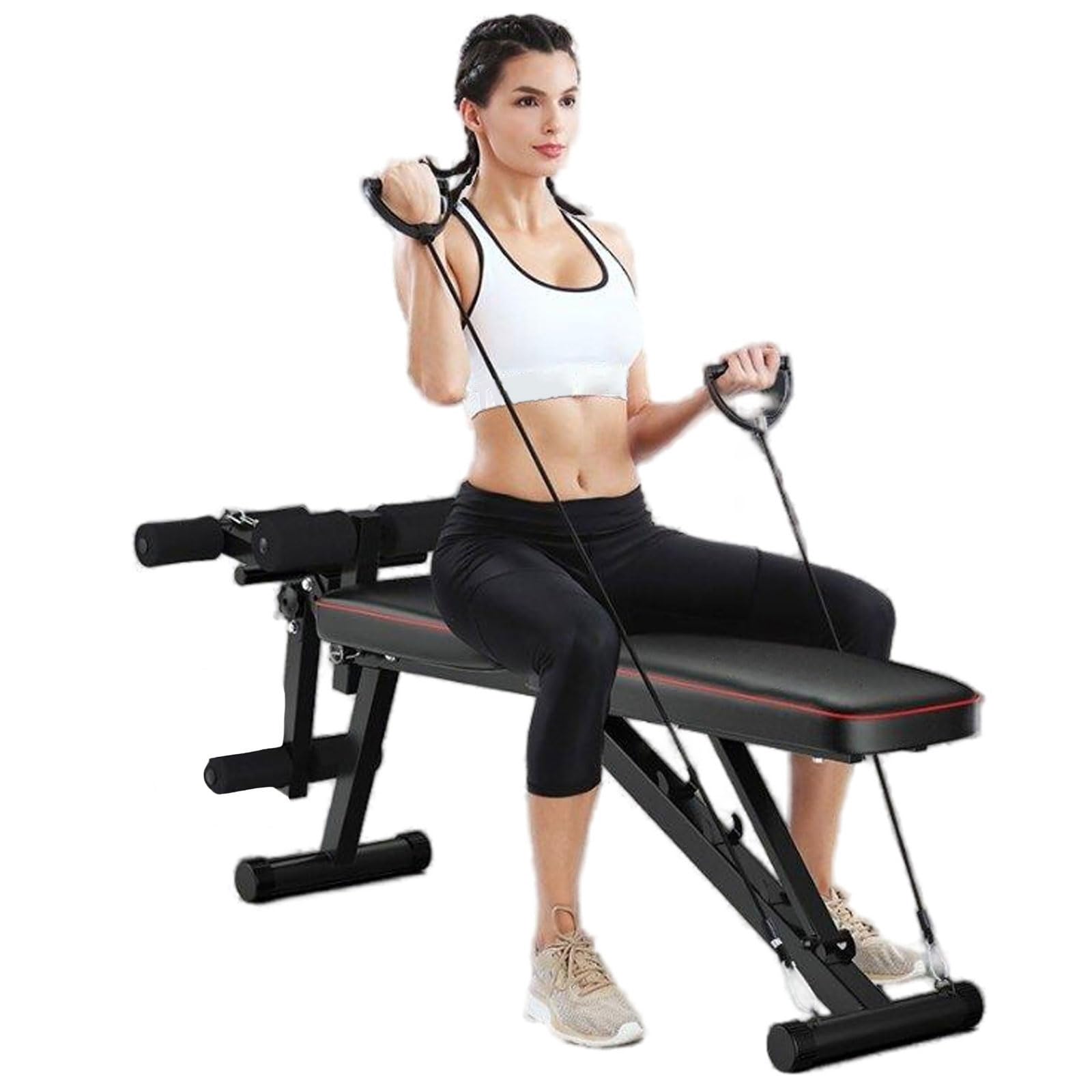 Banco Musculación, Banco de Pesas Multifuncional, Banco Abdominales, Banco Reclinable Gimnasio, Banco de Entrenamiento de Fuerza Ajustable para Gimnasio en CasaBlack,48 * 162 * 111CM