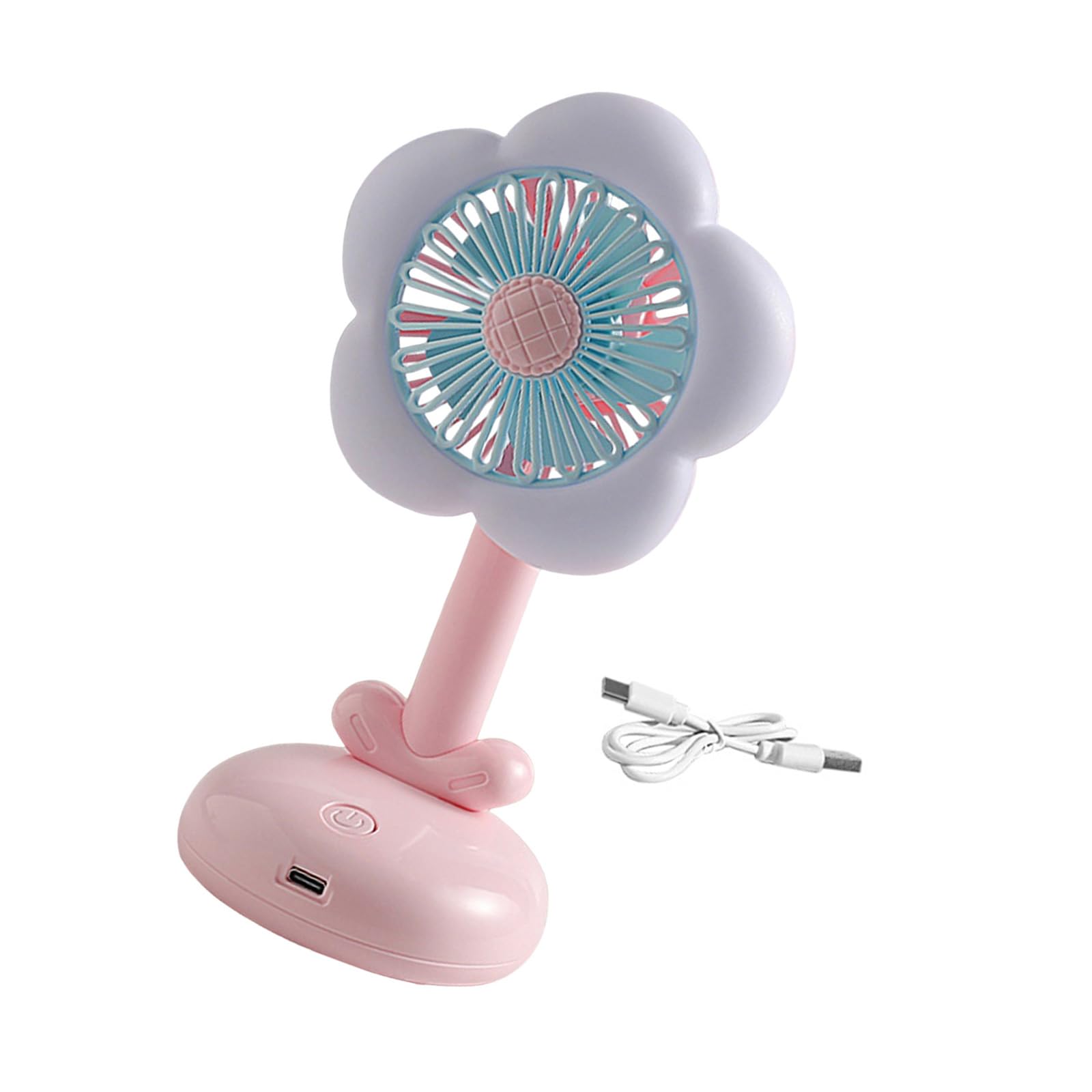 Mekalero A Plastics Desktop Fan Flower Shape Cooling Desk Fan With Night Light Plastics Texture Ideal For Workstation Dorm Room Usb Desk With Night Light