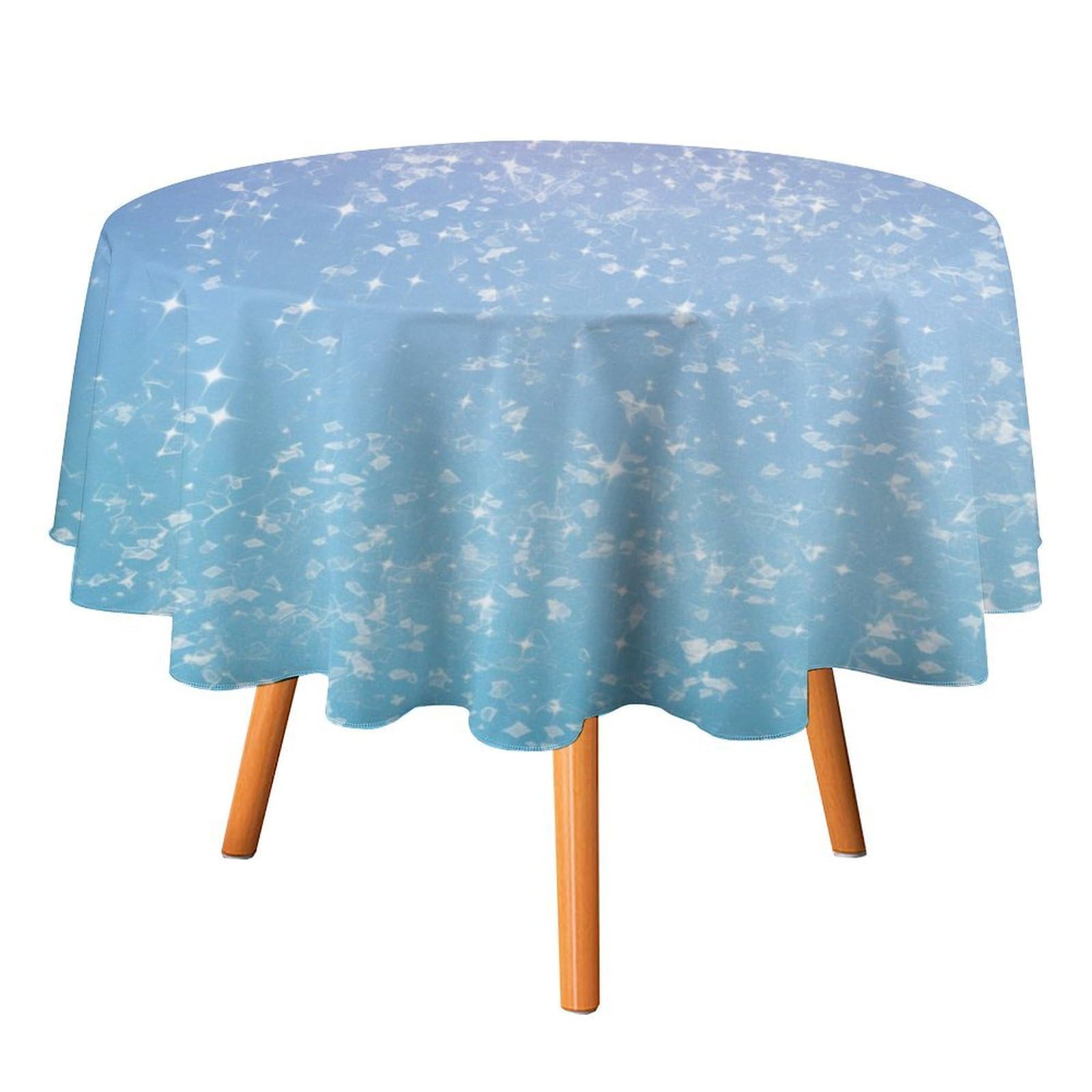 ORDOBO Round Table Cover -Blue Pattern 3D Print Waterproof Protect Table Cover Fashion Countertop Decoration For Kitchen Home Dinner 91X91Cm