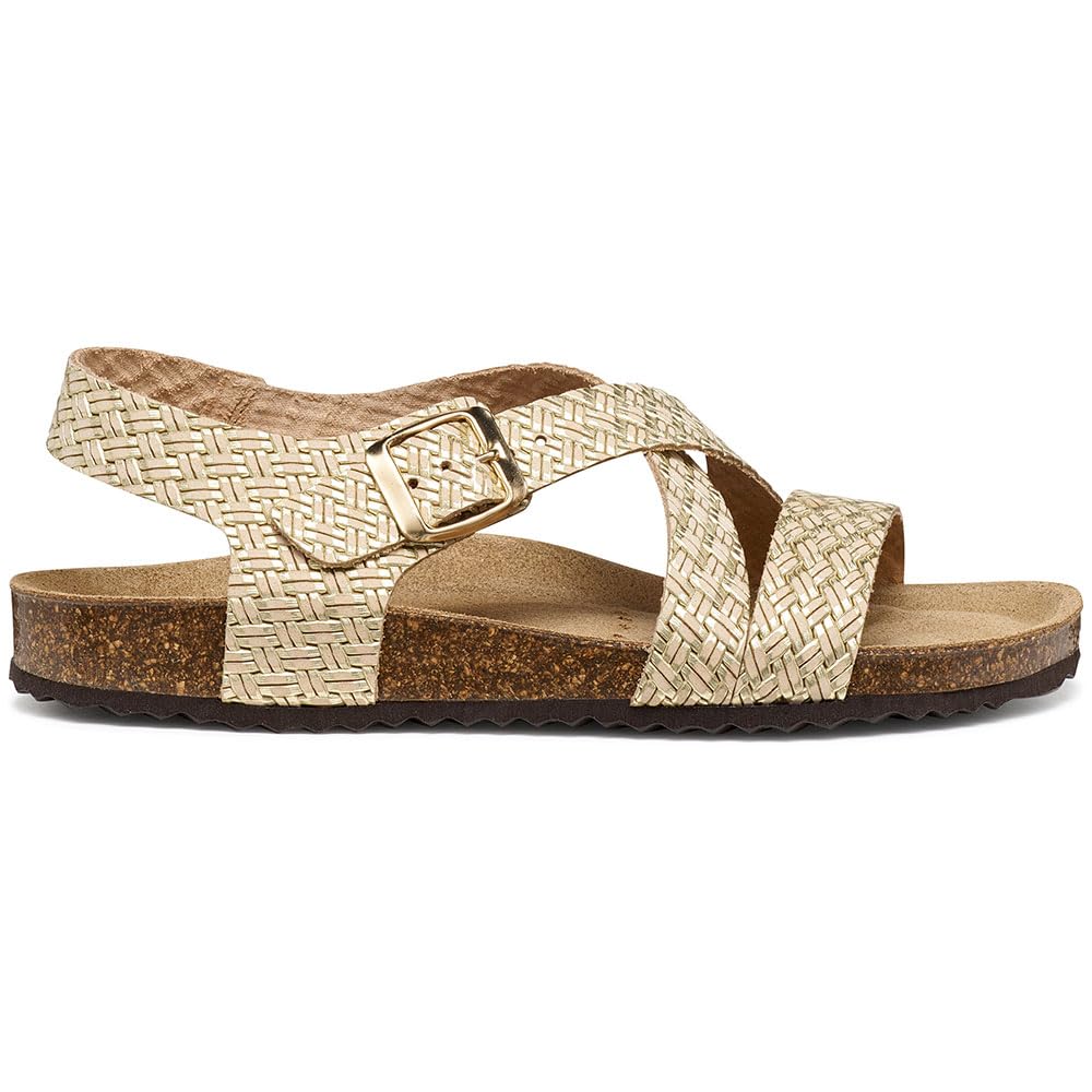 Geox Women D Brionia B Flat Sandal, Gold, 7 UK