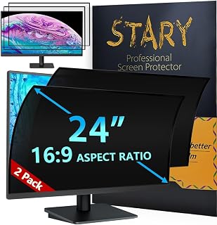 STARY 2-Pack 24 Inch Privacy Screen for Computer Monitor 16:9 Aspect Ratio, Eye Protection, Anti Blue Light, Glare Shield, Removable Black Blackout Anti Spy Desktop Security Private Filter