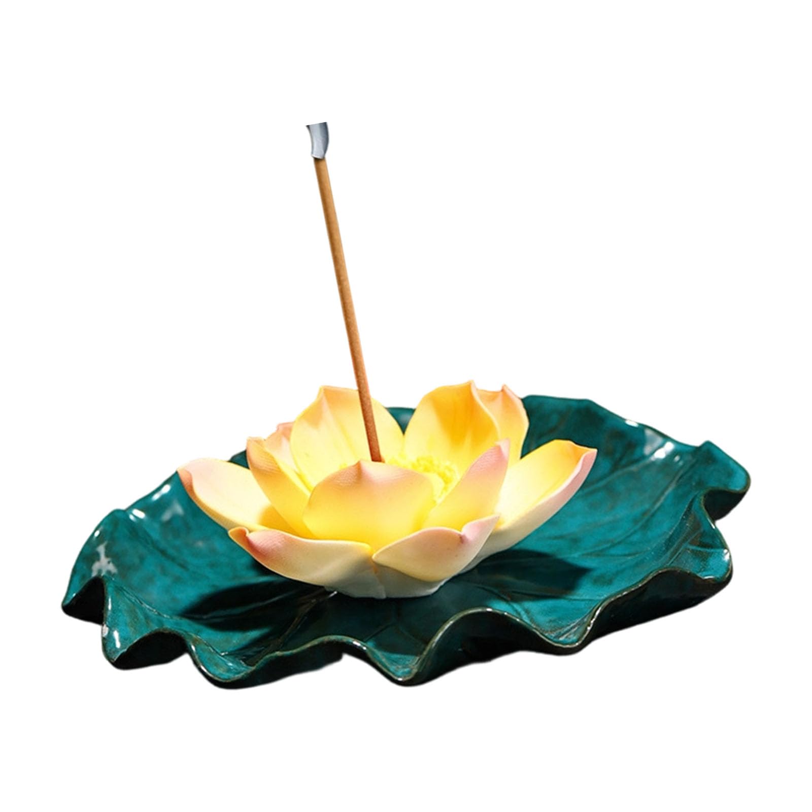 LUCKGONI Incenses Holders Burners Ceramics Incenses Burners Detachable Lotuses Leave Incensed Tray Ashes Catcher for Meditations