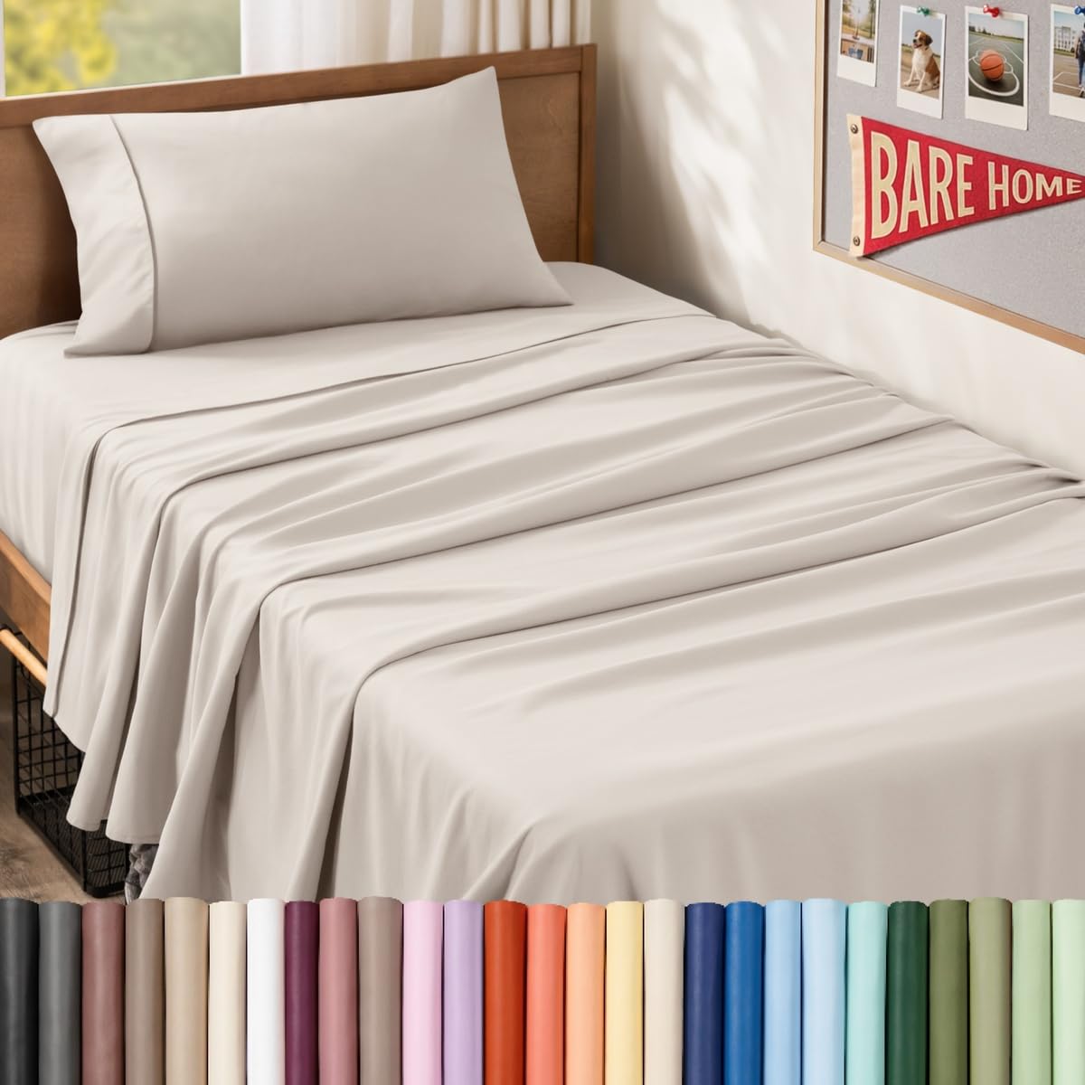 Bare Home Twin XL Sheet Set - 1800 Ultra-Soft (Twin XL, Wheat) — image 1