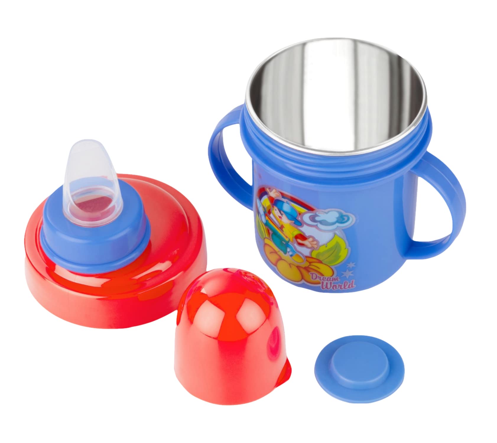 Nabhya Hippo Stainless Steel Baby Spout Sipper Cup for Kids Age 3 Months to 18 Months 250 ML (Blue)-picture-21