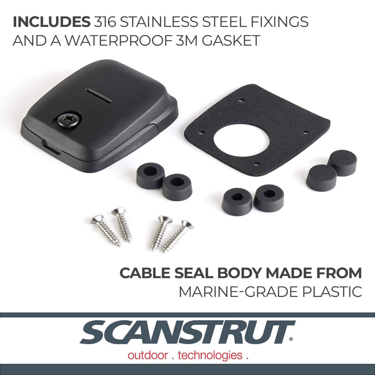 Scanstrut DS-HD6-BLK Double Joint de câble Horizontal – Presse-étoupe étanche pour câbles de 5 à 6 mm | Certifié IP68, Plastique résistant aux UV, idéal pour Panneaux solaires, Barres Lumineuses et