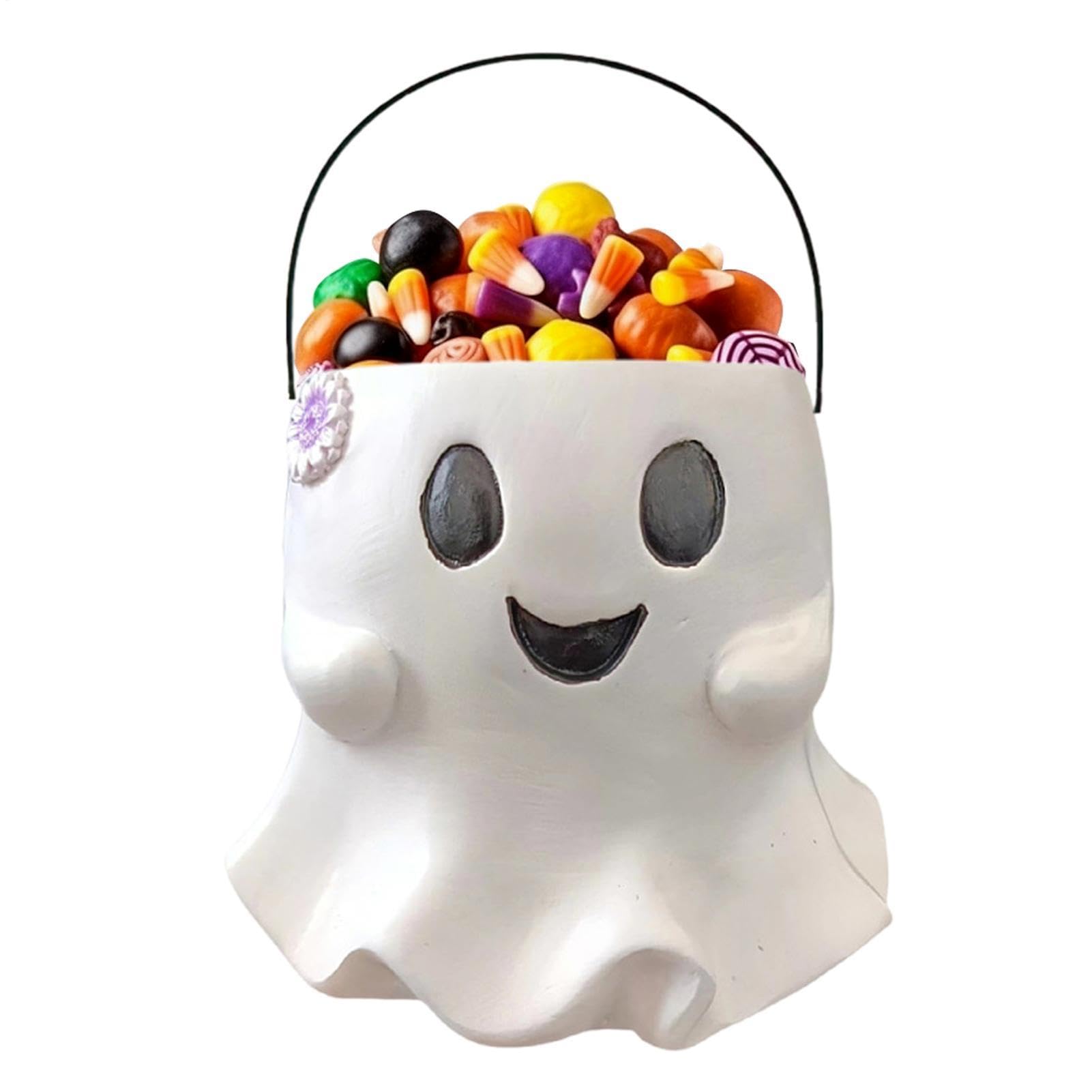 Pot à bonbons d'Halloween en résine sculptée au design artistique