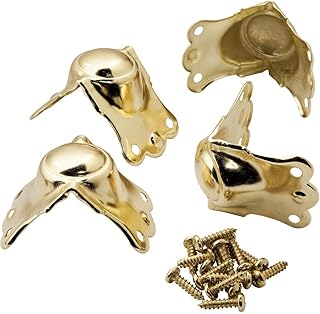 Brass Plated Center Corner Trunk Hardware, Set of 4